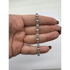 Vintage Sterling Silver 925 Oval Cubic Zirconia Tennis Bracelet J103